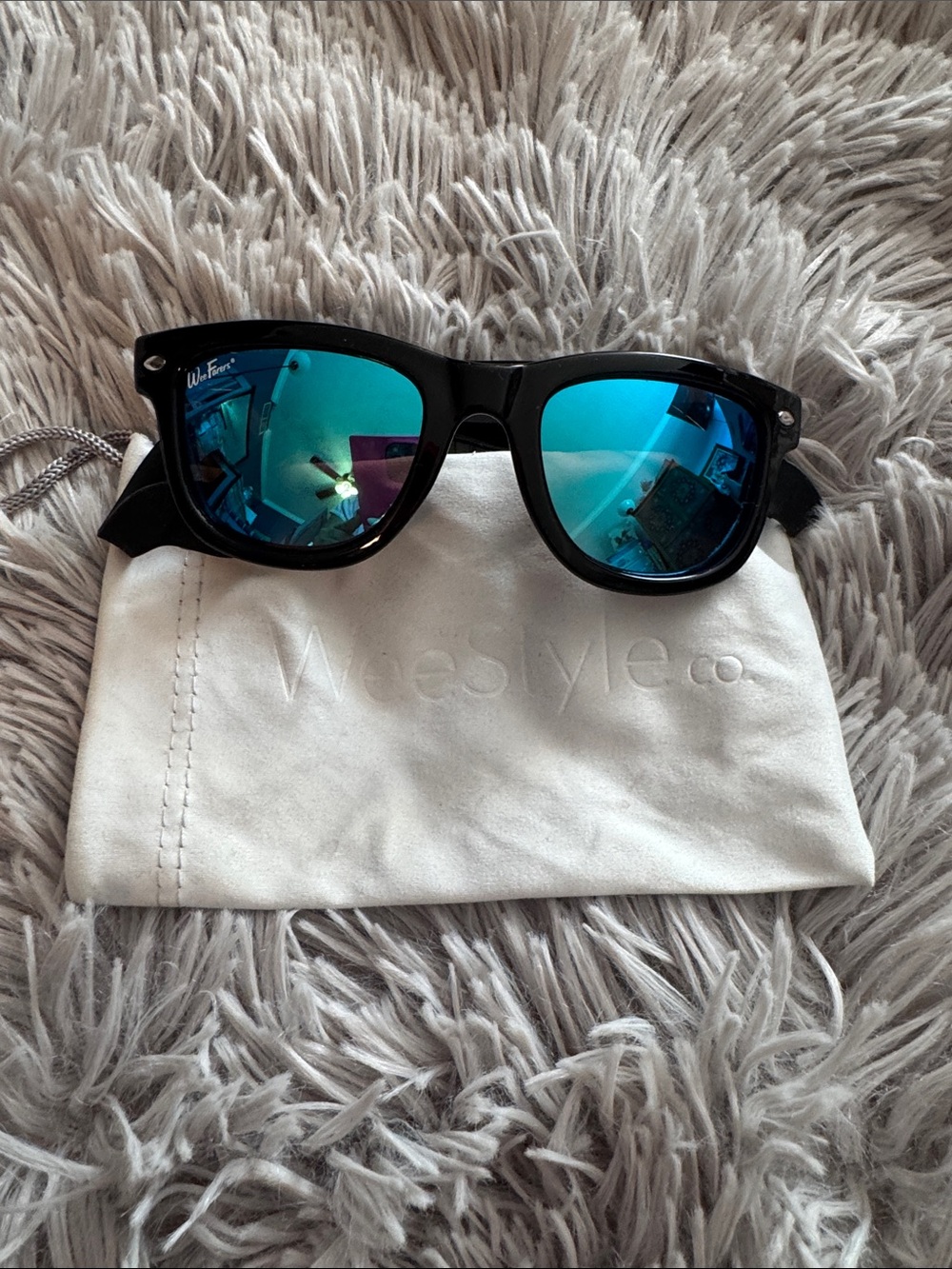 Baby Black Frame Sunglasses with Blue Mirrored Lenses